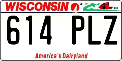 WI license plate 614PLZ