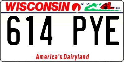 WI license plate 614PYE