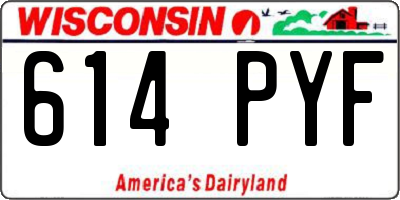 WI license plate 614PYF