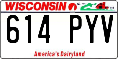 WI license plate 614PYV