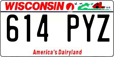 WI license plate 614PYZ