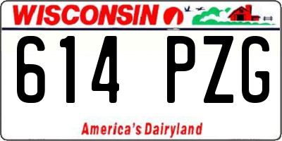 WI license plate 614PZG