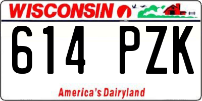 WI license plate 614PZK