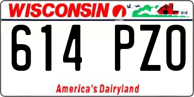 WI license plate 614PZO