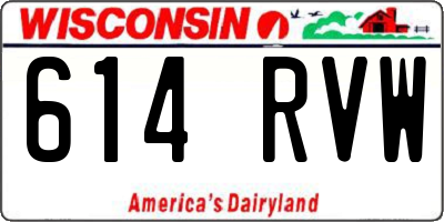 WI license plate 614RVW