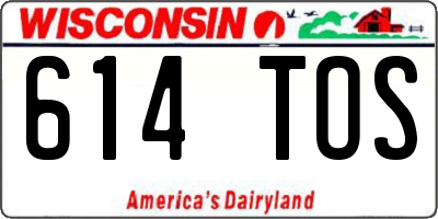WI license plate 614TOS