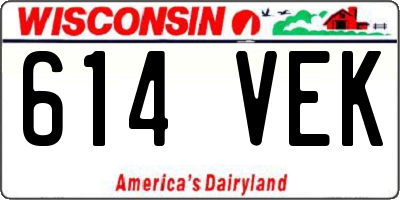 WI license plate 614VEK