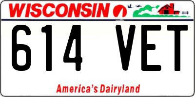 WI license plate 614VET
