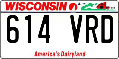 WI license plate 614VRD