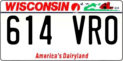 WI license plate 614VRO