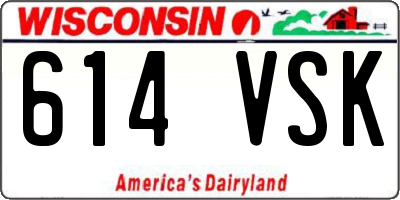 WI license plate 614VSK