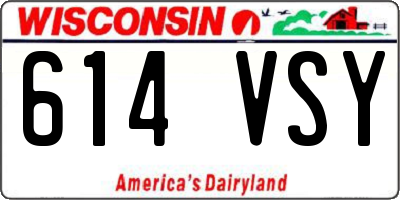 WI license plate 614VSY