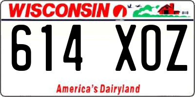 WI license plate 614XOZ