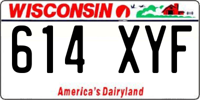 WI license plate 614XYF