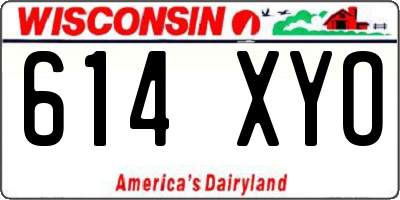 WI license plate 614XYO