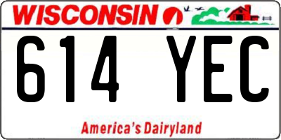 WI license plate 614YEC
