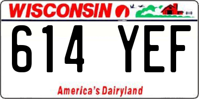 WI license plate 614YEF