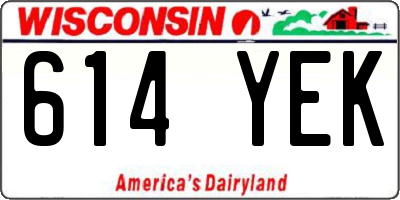 WI license plate 614YEK