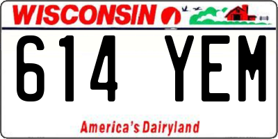WI license plate 614YEM