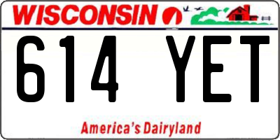 WI license plate 614YET