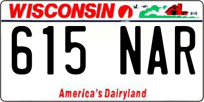 WI license plate 615NAR