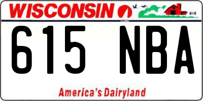WI license plate 615NBA