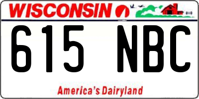 WI license plate 615NBC