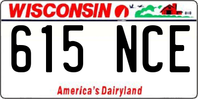 WI license plate 615NCE