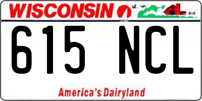 WI license plate 615NCL