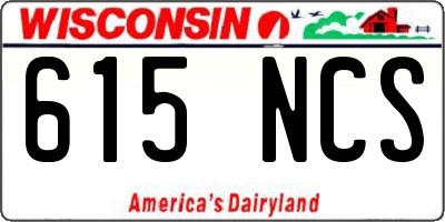 WI license plate 615NCS
