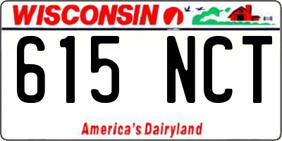 WI license plate 615NCT