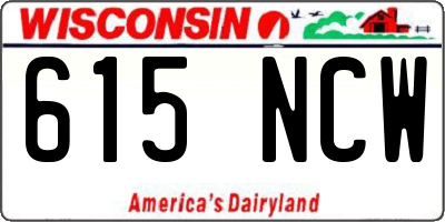 WI license plate 615NCW