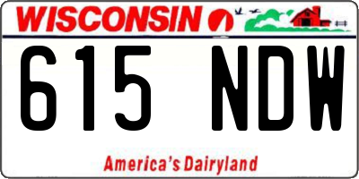 WI license plate 615NDW