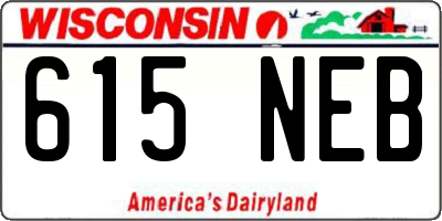 WI license plate 615NEB