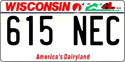WI license plate 615NEC
