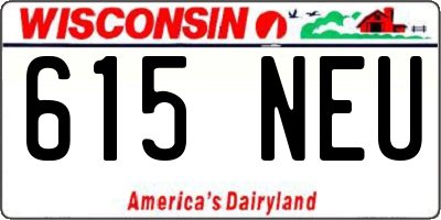 WI license plate 615NEU