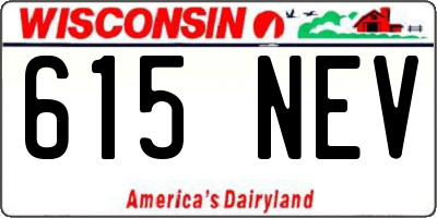 WI license plate 615NEV