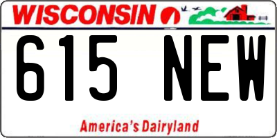 WI license plate 615NEW