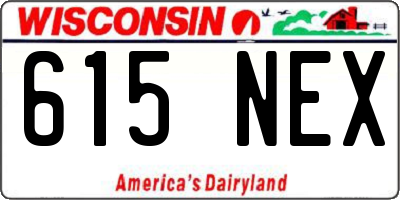 WI license plate 615NEX