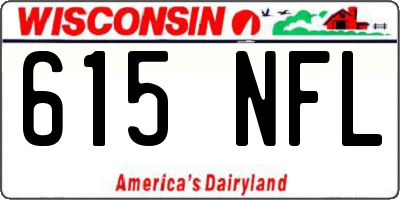 WI license plate 615NFL
