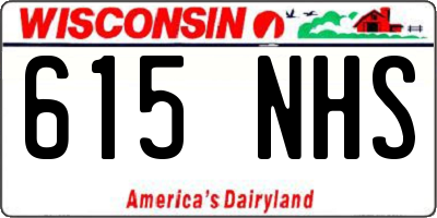 WI license plate 615NHS