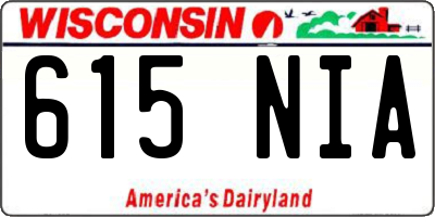 WI license plate 615NIA