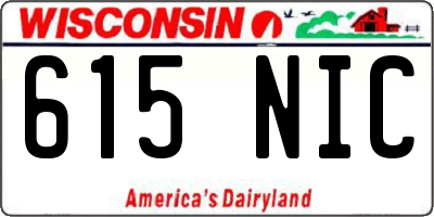 WI license plate 615NIC