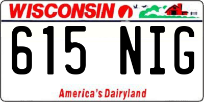 WI license plate 615NIG