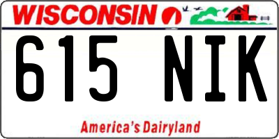 WI license plate 615NIK