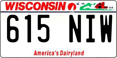 WI license plate 615NIW