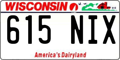 WI license plate 615NIX