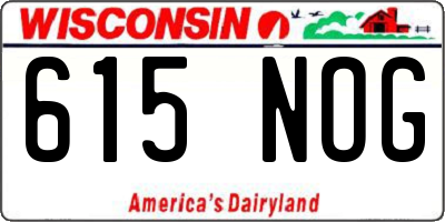 WI license plate 615NOG