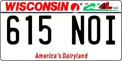 WI license plate 615NOI