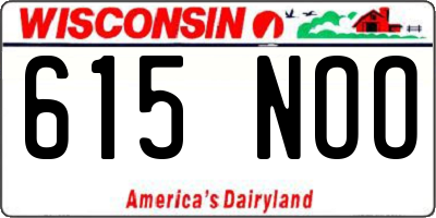 WI license plate 615NOO